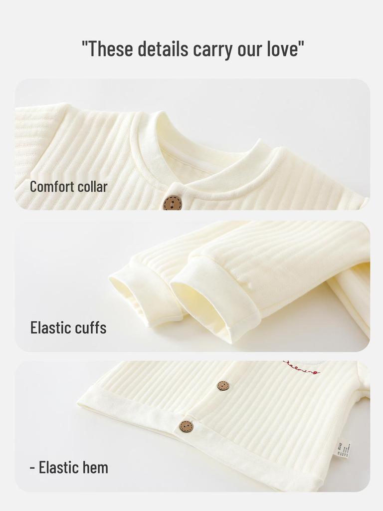 Plain Color Baby Cardigan - Warm Cotton Outerwear for Boys & Girls, Autumn Winter Style