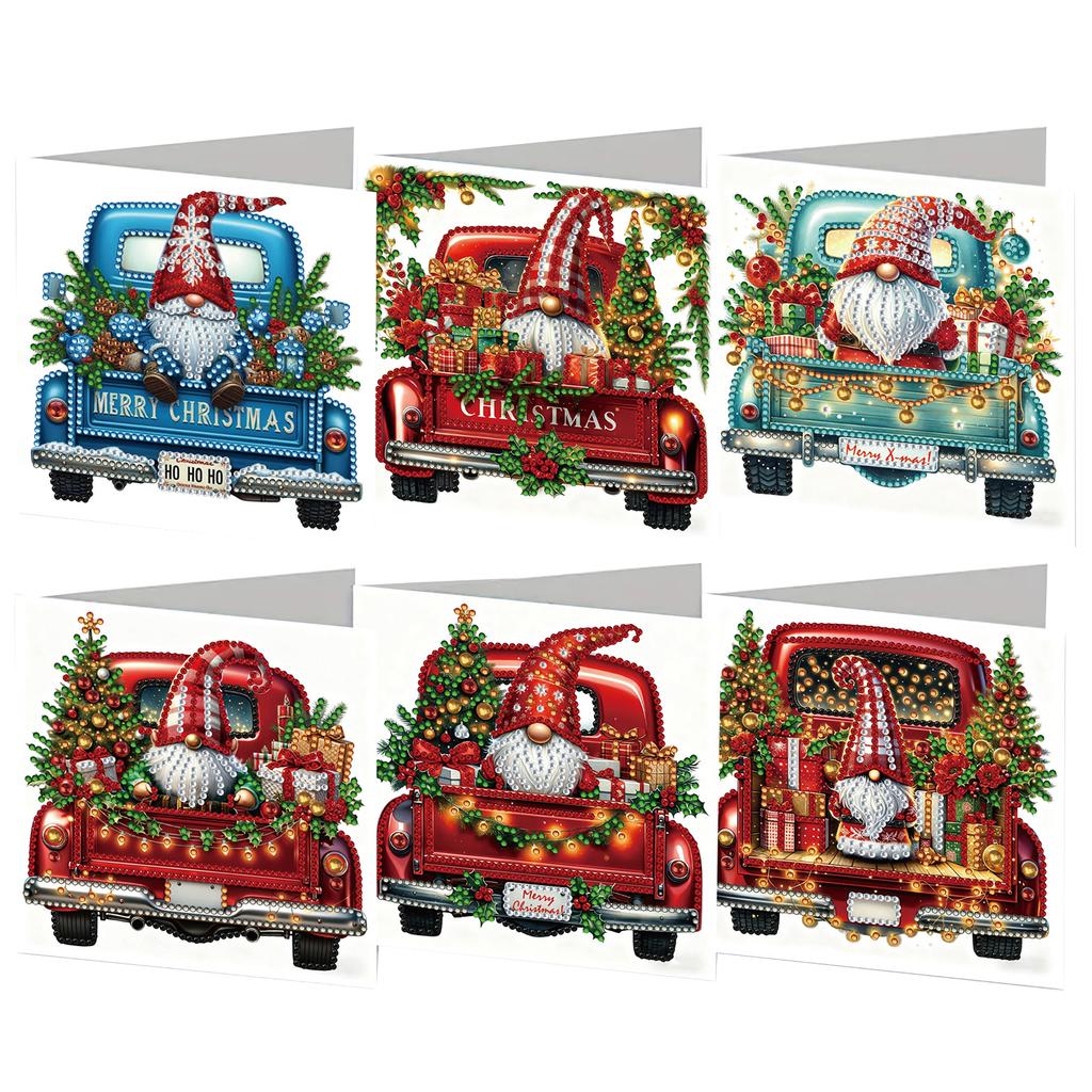 6pcs Xmas Pattern DIY Diamond Painting Greeting Card Set with Envelope Diamond Art Greeting Cards Congratulations Cards & Gifts