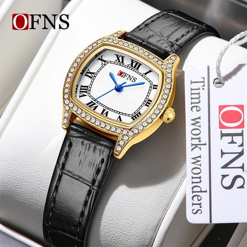 Oufannishi Women's Waterproof Square Fashion Watch, Roman Numerals, Diamond Accents