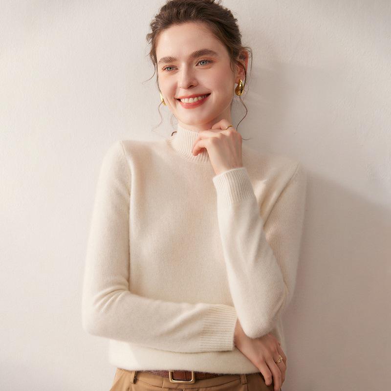 Women's Autumn Winter Cashmere Blend Soft Knit Turtleneck Sweater