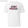 Stay Focus Painting Soft Cotton Tshirt For Men Breathable Fabric Relaxed Fit Crew Neck Simple Basic Men's T-shirt Fashion Tops