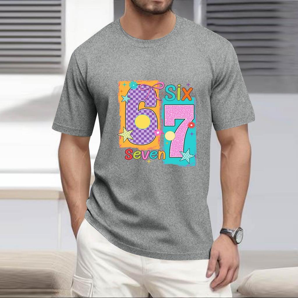 Men's  Popular T-shirt Printed Round Neck Short Sleeve T-shirt