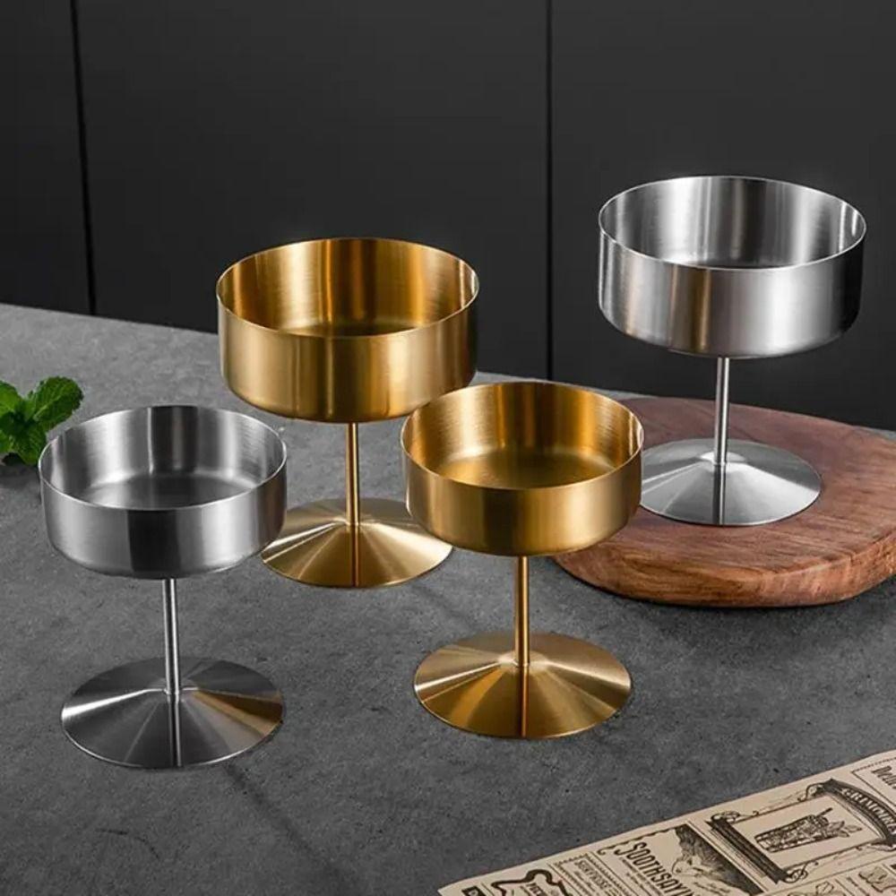 Wide Opening Pudding Cup High Footed Pudding Serving Dish Stainless Steel Dessert Cups Hotel