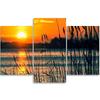 Three Piece Picture Canvas Print Sunset Lake Grass Nature