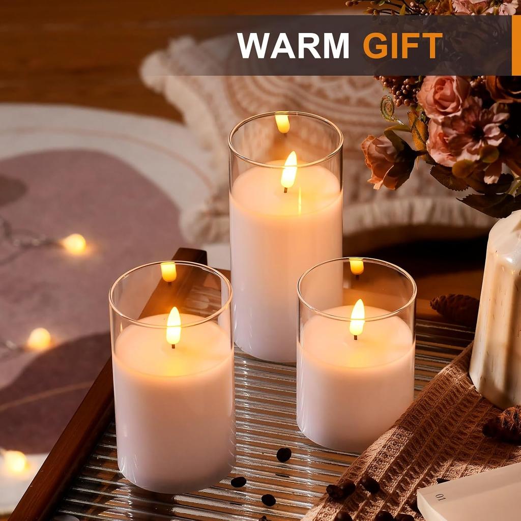 3PCS Flickering Flameless Candles with Remote Control and Timer Battery Operated LED Candles for Romantic Ambience Home Decor