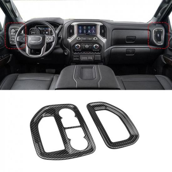 Carbon Fiber Center Console Air Vent Outlet Trim Cover For Chevy Silverado +