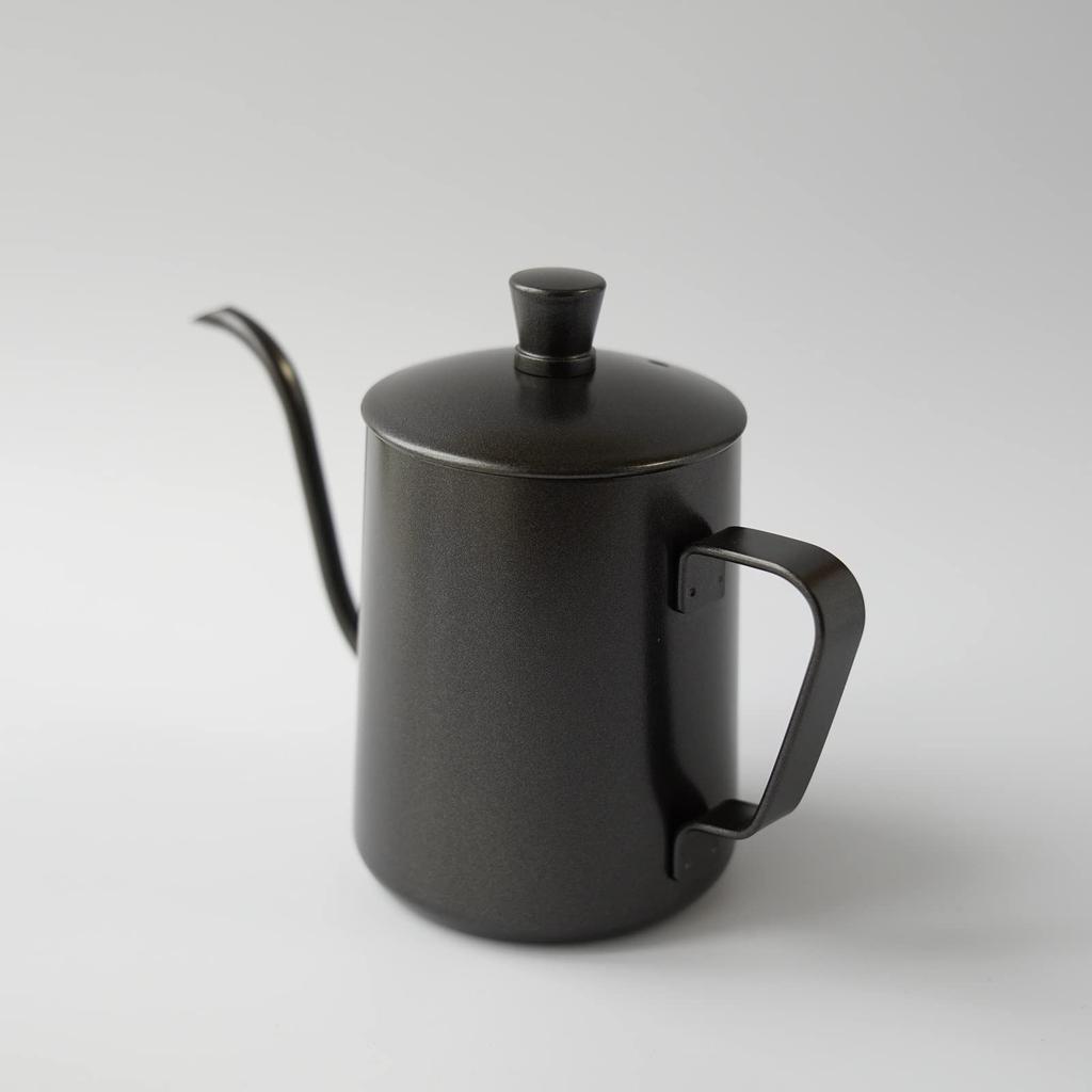 FUN COFFEE Coffee Kettle, 350ml, Stovetop Coffee Pot, Drip Kettle, Narrow Spout, with Lid, Stainless Steel, Camping, Black (co-0012-3)