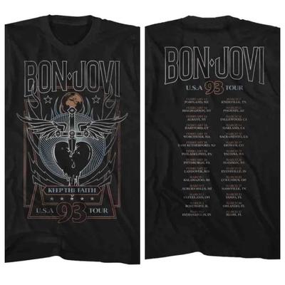 Μπλουζάκι Bon Jovi Ανδρικό 93 KeepThe Faith Tour 100% ΜΑΥΡΟ ΒΑΜΒΑΚΙ σε Μεγέθη SM5XL Unisex T-Shirt