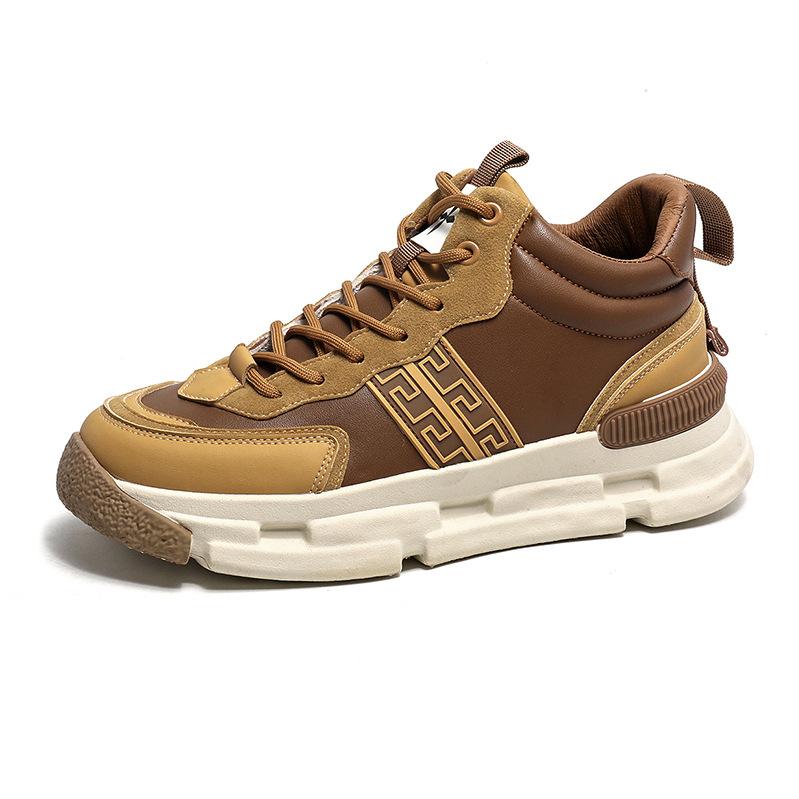 

Мужские массивные кроссовки, модные повседневные дизайнерские туфли из натуральной кожи из воловьей кожи, дышащие дизайнерские туфли с увеличенным ростом 39 хаки