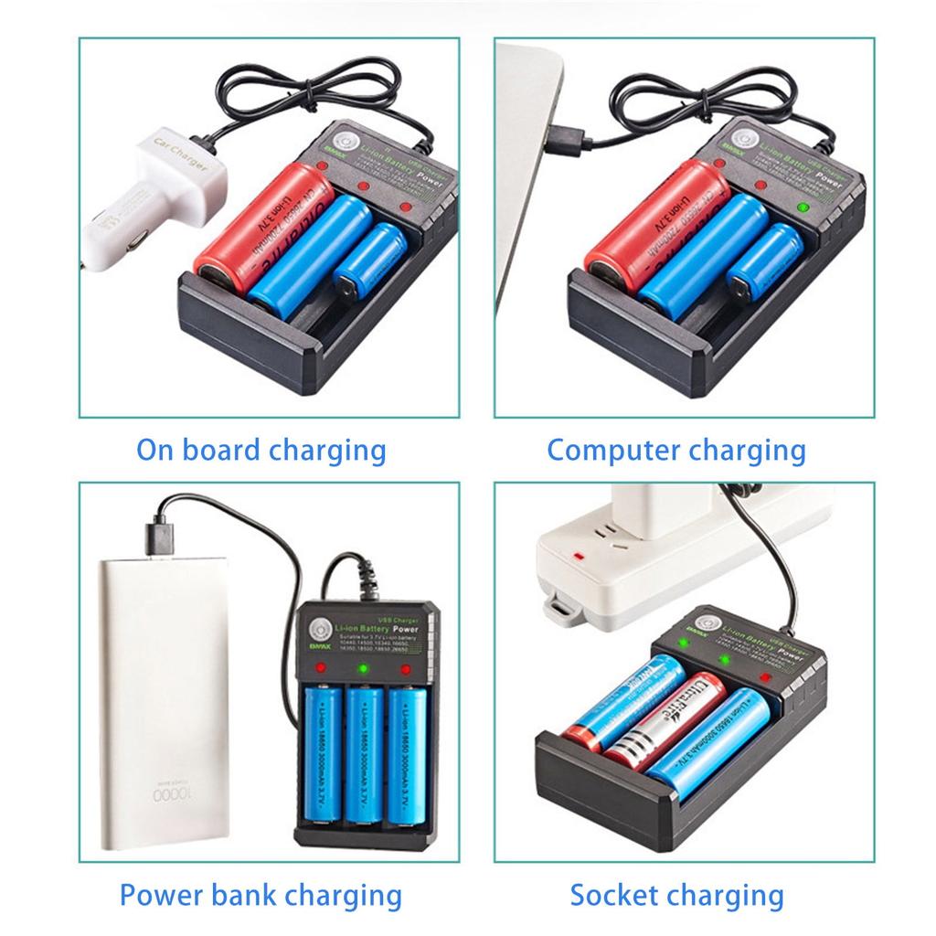 Fast USB Smart Battery Charger Suitable for Rechargeable 18650 Lithium-ion and IMR Batteries 3.7V Battery USB Charging Seat USB Three-slot Chargin