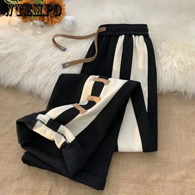 Vintage Women Joggers Sweatpants Casual Pants Women Stripe Hip Hop Sweat Pants Streetwear Button Trousers