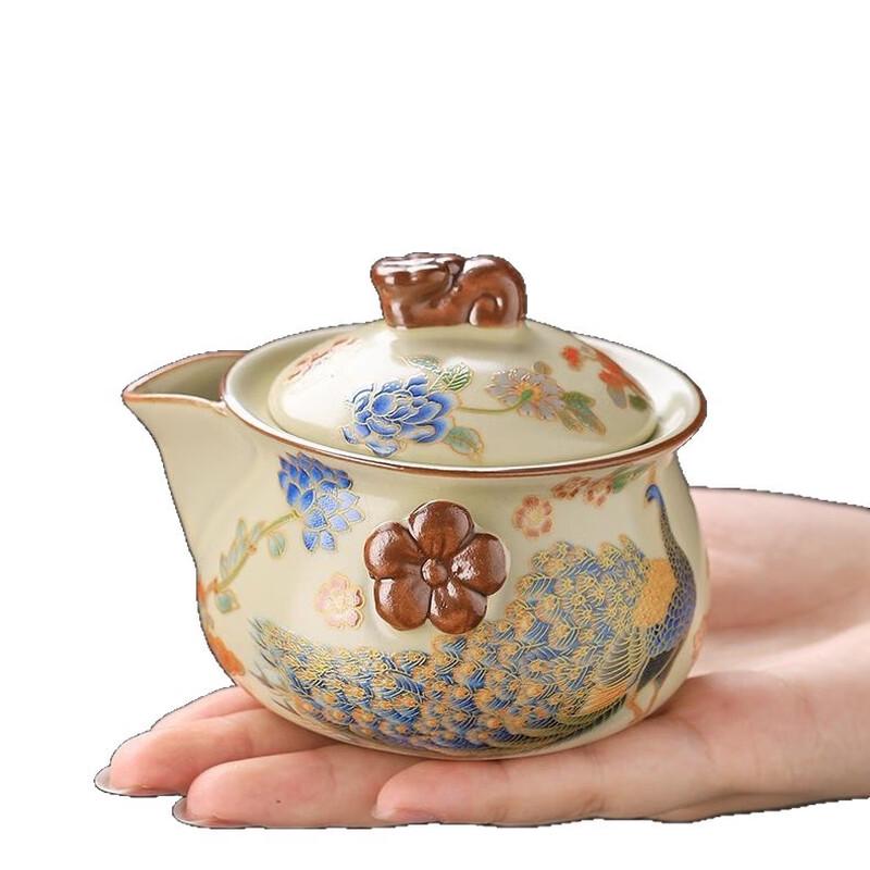 

De ou Starlight Imitation Ru Kiln Ceramic Teapot