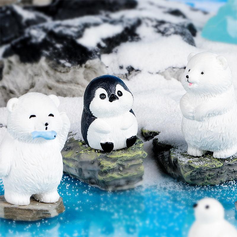 Mini-Eisbär-Figur Cartoon-Pinguin Weißbär Mikro-Landschaft Puppenhaus Modellauto Innenraum-Schmuck Home Schreibtisch Dekoration