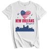 New Orleans Louisiana Skyline American Flag Heart 4th of July T-Shirt