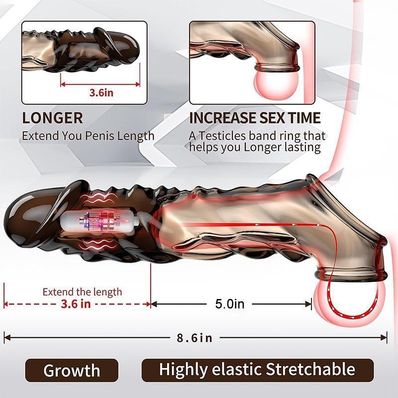 1ks silikonový návlek na penis s kroužkem pro zvětšení penisu, dobíjecí opakovaně použitelný zvětšovač penisu s realistickou texturou, doplňky pro dospělé se zpožděnou ejakulací