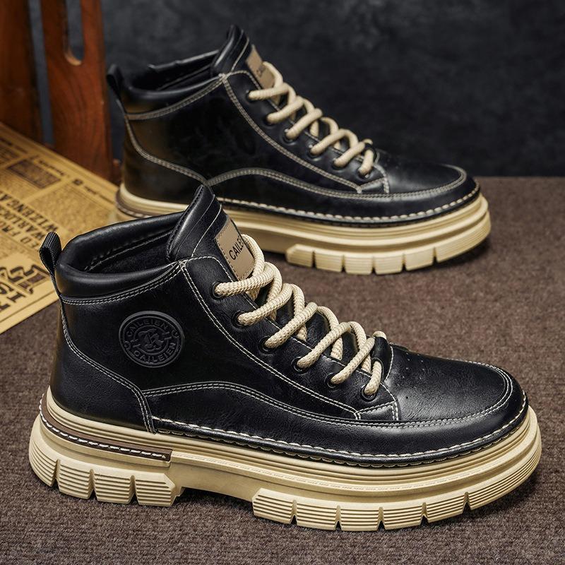 Martin boots men's high-top new autumn retro medium-top thick-soled heightening tooling shoes men's short boots