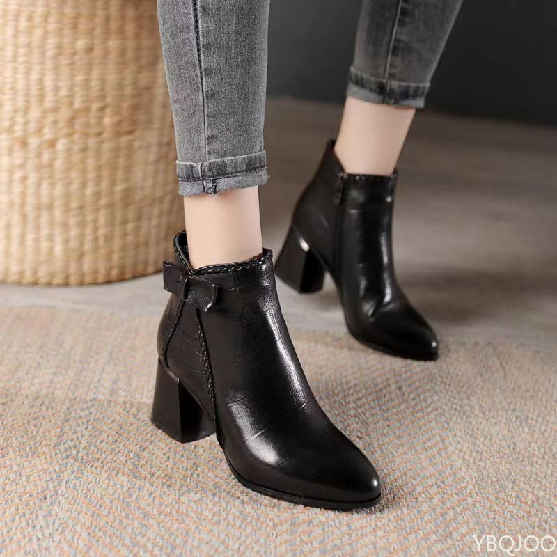 Fashion Autumn Women's Platform Shoes New Stiletto Heel Heeled Ankle Boots Winter Versatile Pointed Toe Warm Short Boots