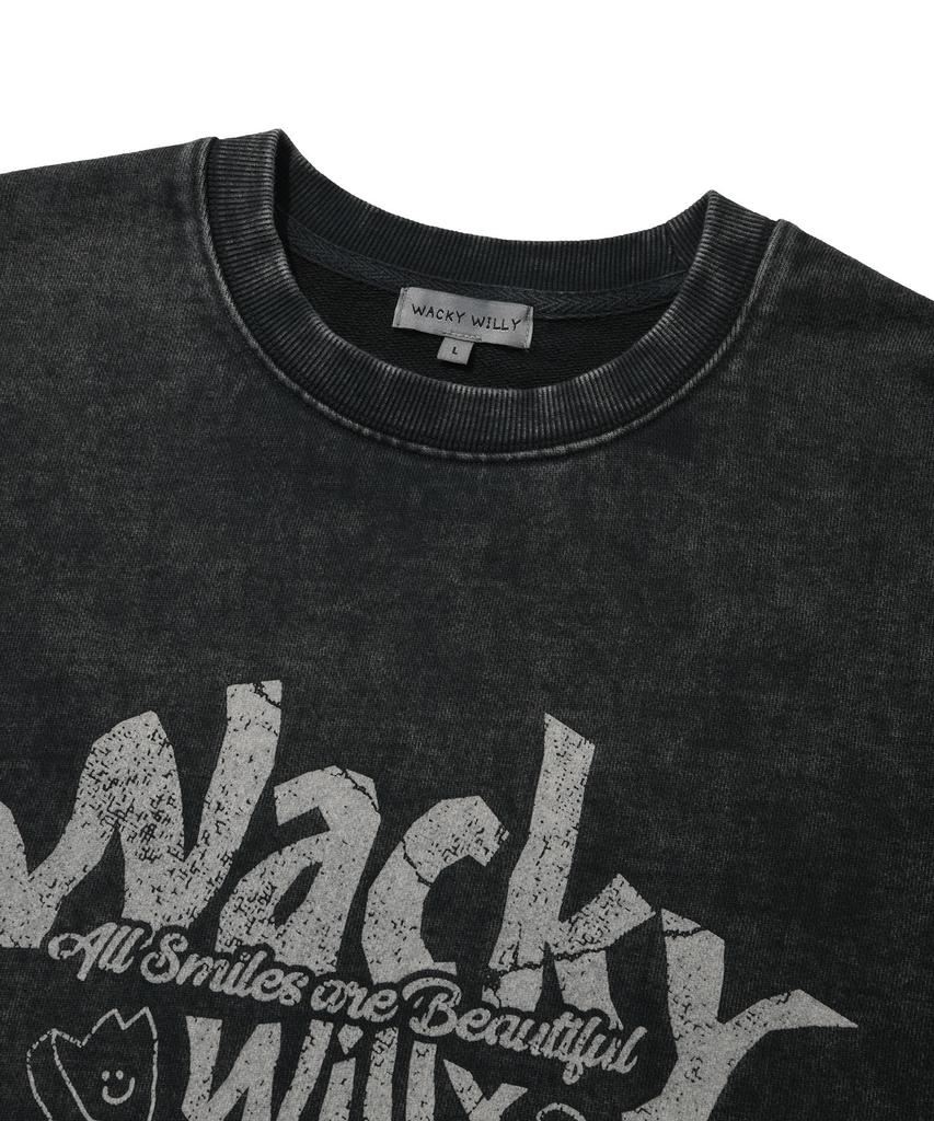 WACKY WILLY Kiki Leo Typographic Sweatshirt Charcoal