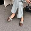 French Retro Round Head Shallow Mouth Single Shoes Women's Spring New Ballet Mary Jane Shoes Casual Soft Leather Flat Grandma Shoes