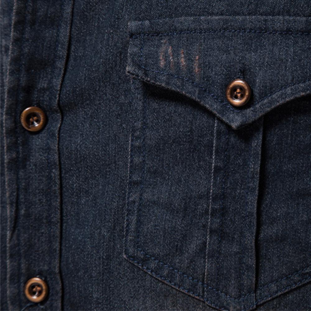 Cămașă Denim Bumbac Elastic Bărbați Mânecă Lungă Cămăși Cowboy de Calitate pentru Bărbați Casual Slim Fit Îmbrăcăminte de Designer pentru Bărbați