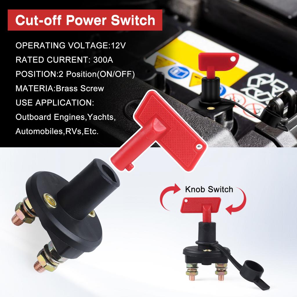 On-Off 2 Position Battery Disconnect Switch with 2 Keys 12V 24V Battery Kill Switch Isolator For Marine Boat RV ATV UTV