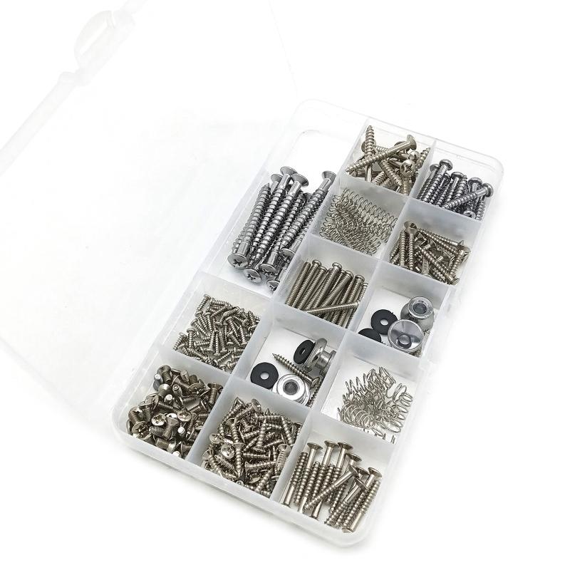 258Pcs Guitar Screw Kit (9 Types) with Springs for Electric Guitar Bridge, Neck Plate, Pickguard, Pickup, Switch, Tuner
