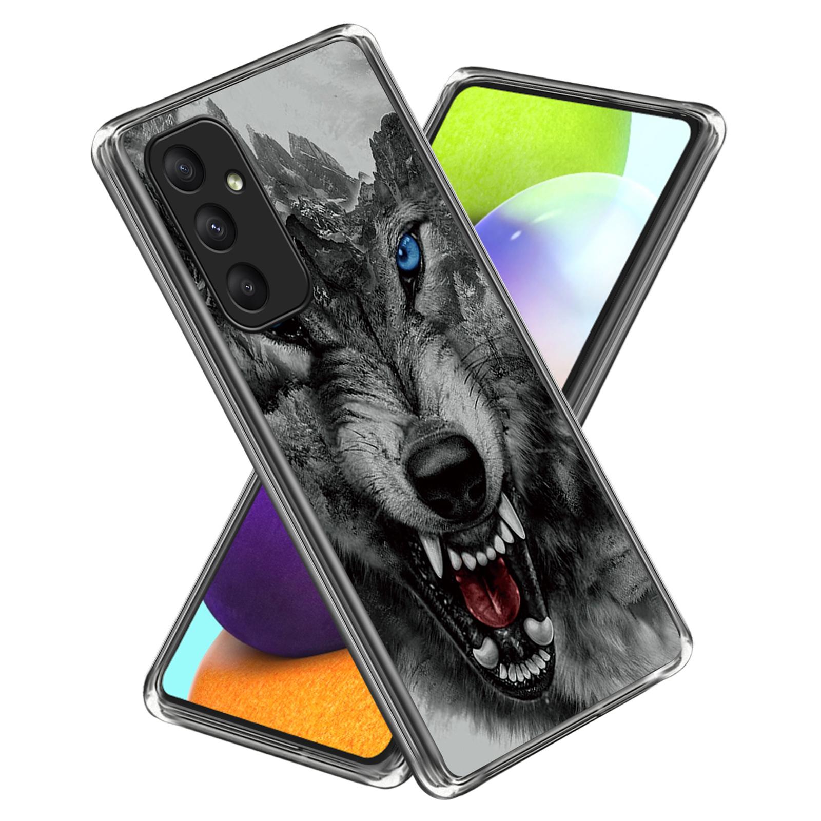 

For Samsung Galaxy A55 5G Pattern Case Anti-Drop Soft TPU Phone Cover Fierce Wolf