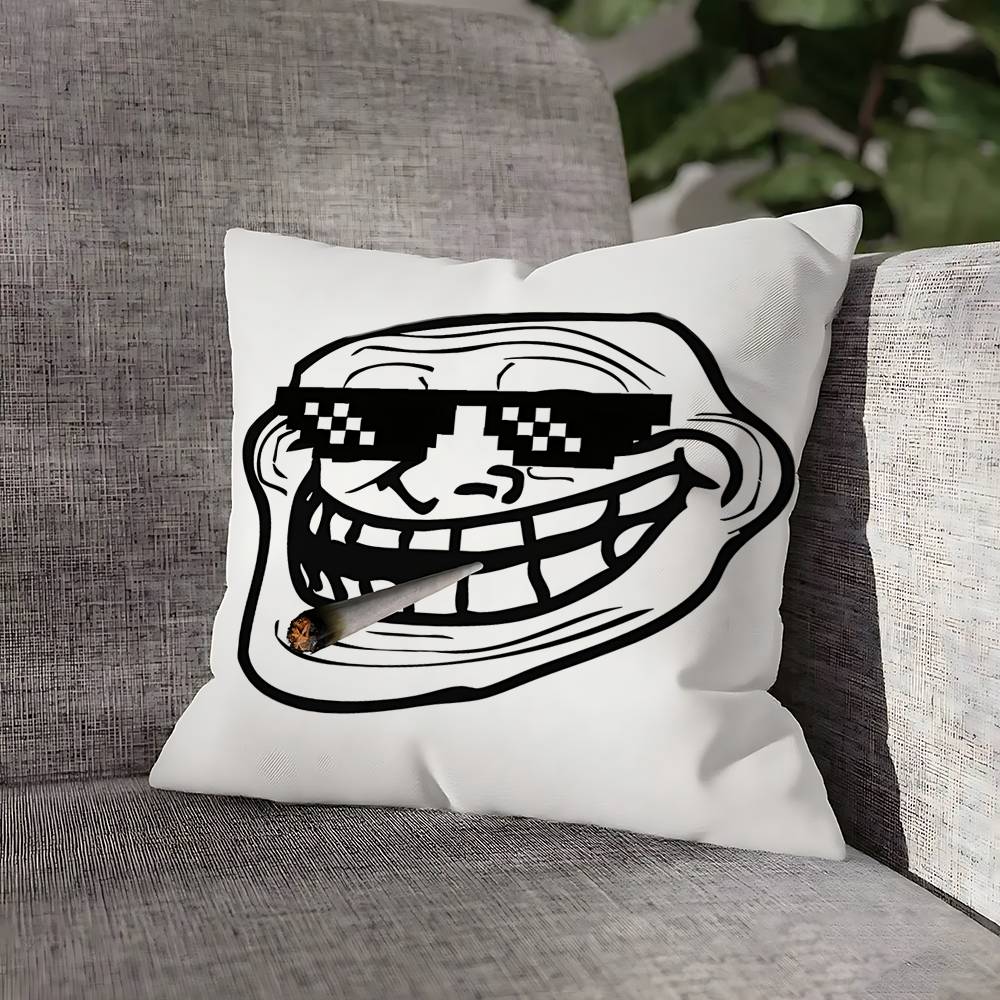 T-Trollface Throw Pillow Case For 45cm 40cm 55cm 50cm 30cm Square Car Pillowcase Shell