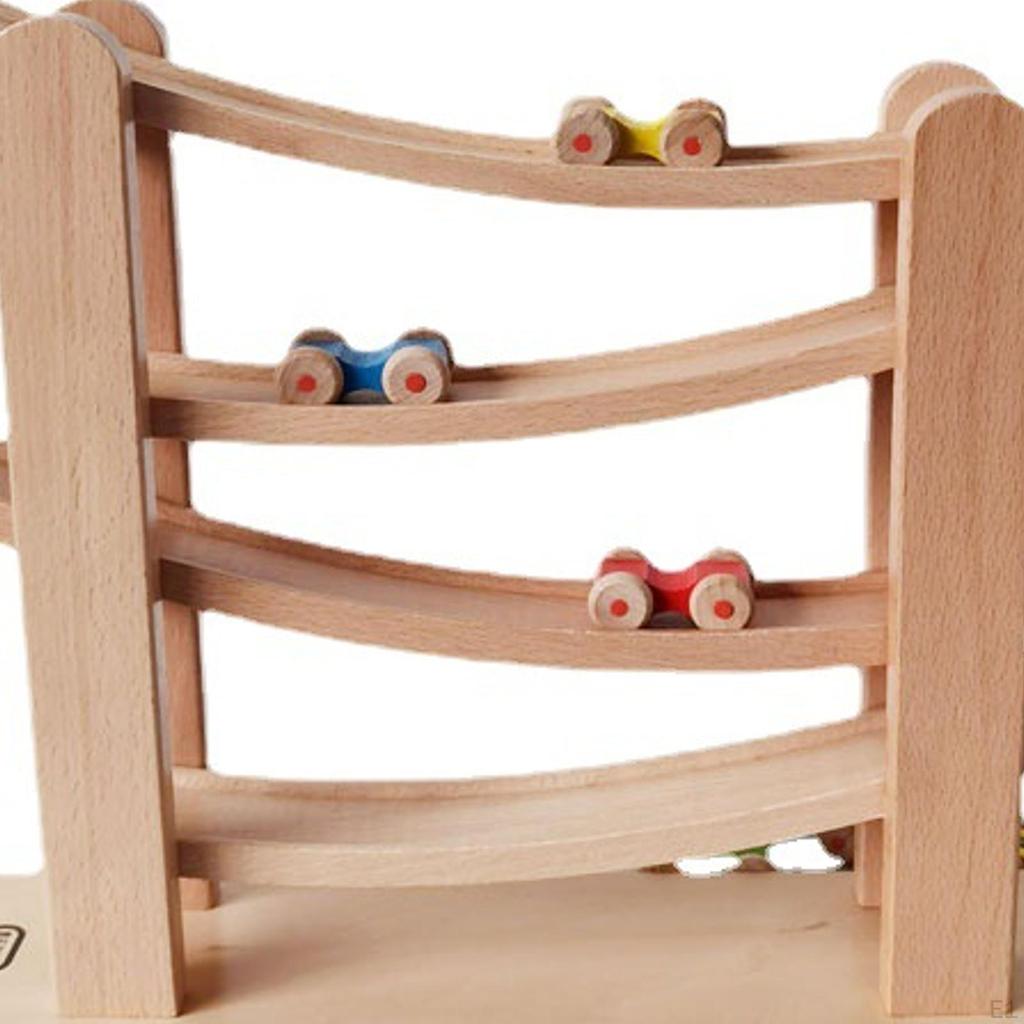 Wooden Race Track Car Ramp Racer, Vehicles Playset, Leisure Toys Montessori for Kids