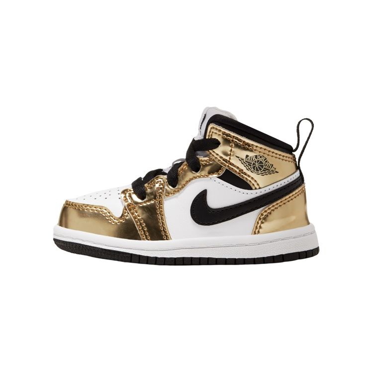 

Детские кроссовки Air Jordan 1 Mid SE TD Metallic Gold черные DC1424-700