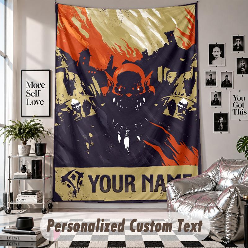 Custom Tapestry Wall Hanging, World of Warcraft Personalized Name Text Home Wall Decor