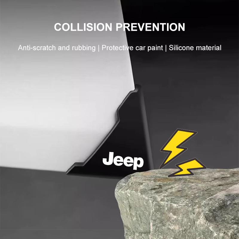 2Pcs Car Door Corner Silicone Protective Anti-Collision Cover for Jeep Renegade Compass Grand Cherokee Wrangler Jk Gladiator