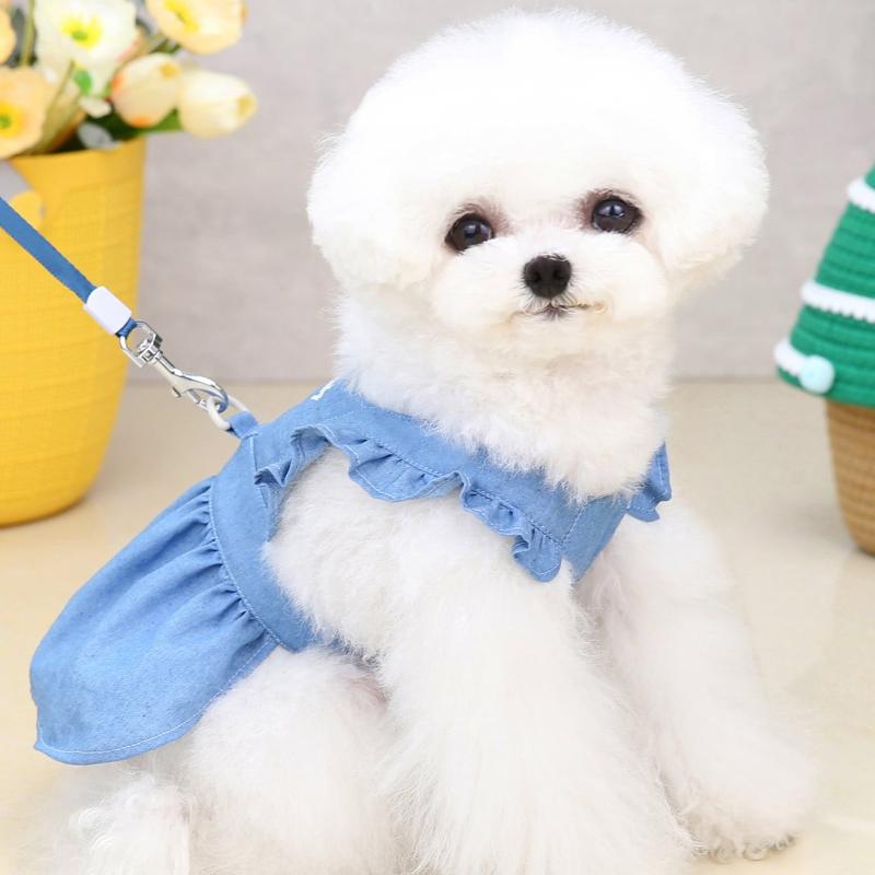 1pc Letter Embroidered Ruffle Trim Pet Dress for Cat and Dog for Party