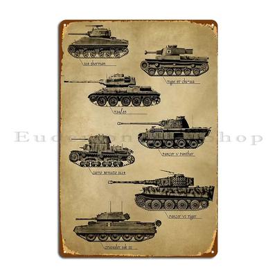 Ww Ii Tanks Metal Sign Rusty Iron Garage Create Cinema Tin Sign Poster