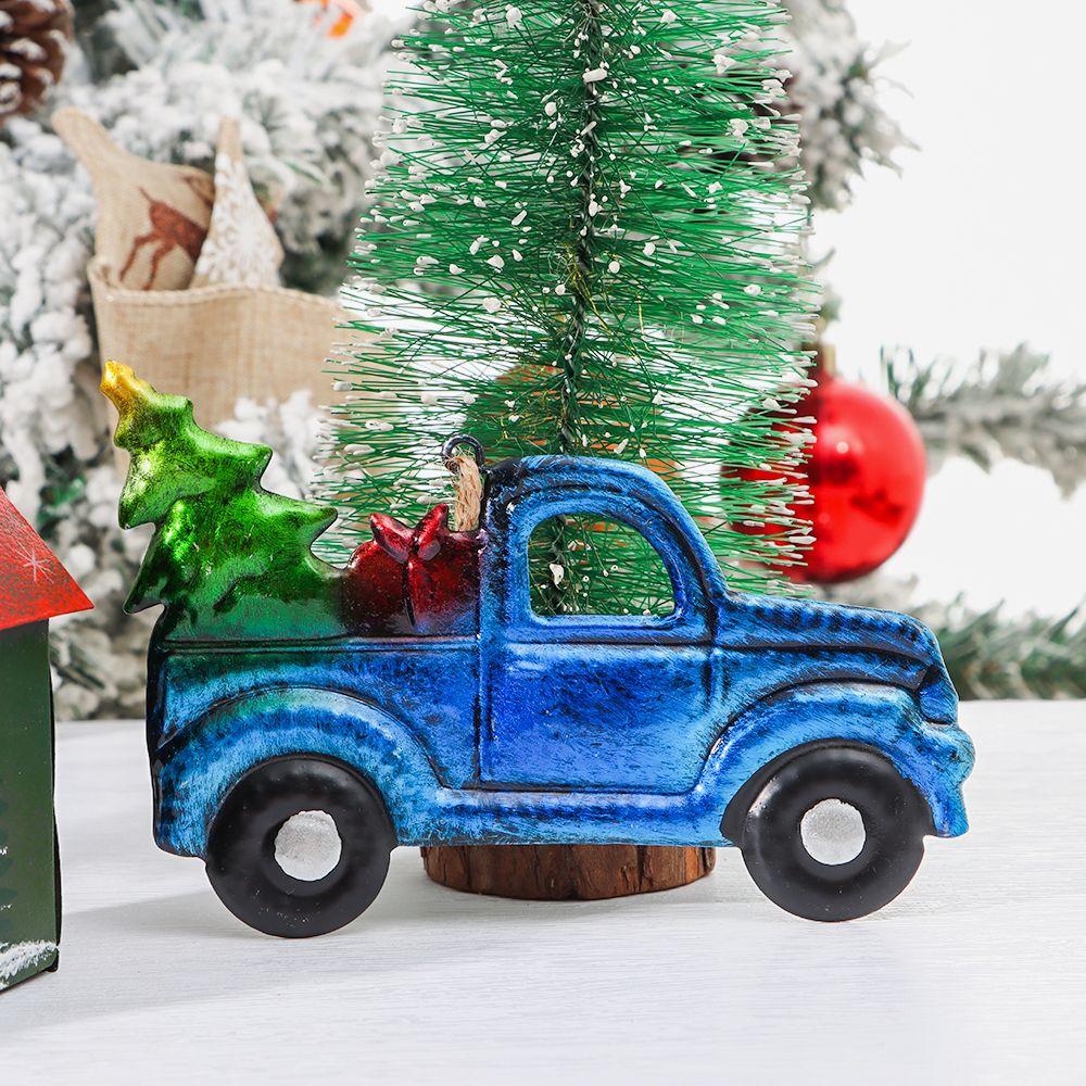 Painted Craft Christmas Hanging Ornaments House Shape Truck Car Pendants Xmas Tree Decorations