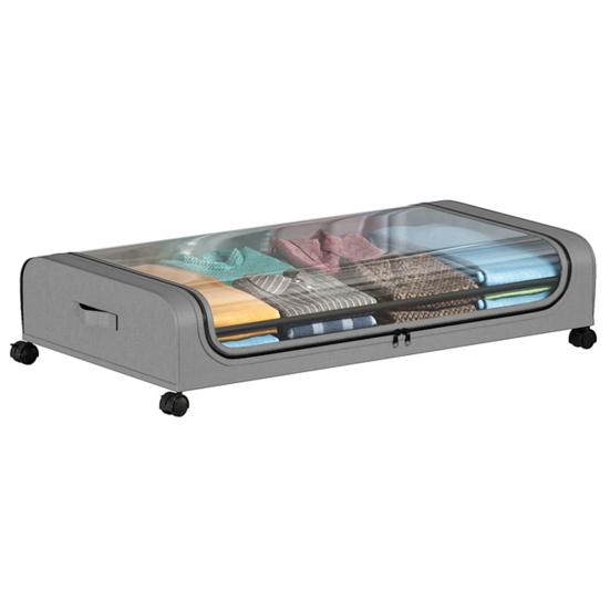 Under-Bed Storage Box with Wheels Large Capacity Dustproof Multi-Purpose Storage Container Clothes Toys Organizer with Clear Window