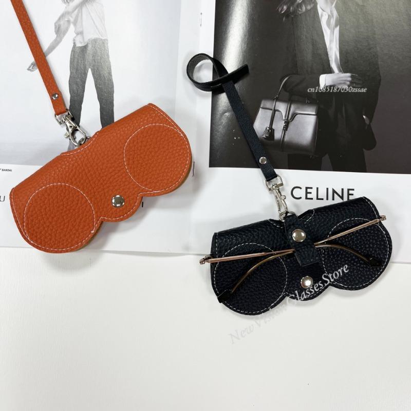 PU Leather Eyeglasses Storage Bag Fashion Lanyard Sunglasses Protective Case Portable Eyewear Pouch