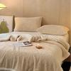 Thick Jacquard Lamb Wool Blanket Solid Color Double-Layer Keep Warm Carved Blanket Multi Functional Leisure Nap Quilt for Office