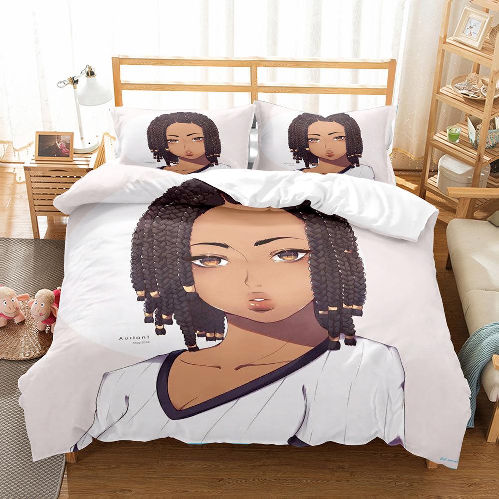 Bedding 3D Print Fashionable African Girl Comforter Bedding Sets Duvet Cover Pillowcases Double Single Bed Jogo De Cama Casal