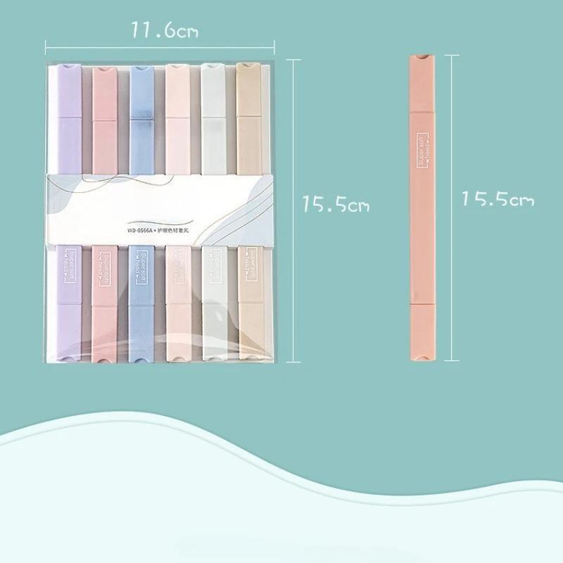 6Pcs Morandi Color Double Head Highlighters for Students Notes Quick Dry Drawing Color Markers Art School Supplies Stationery