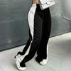 Women's Fashionable Color Blocked Elastic Waistband Versatile Straight Leg Casual Sweatpants Pants