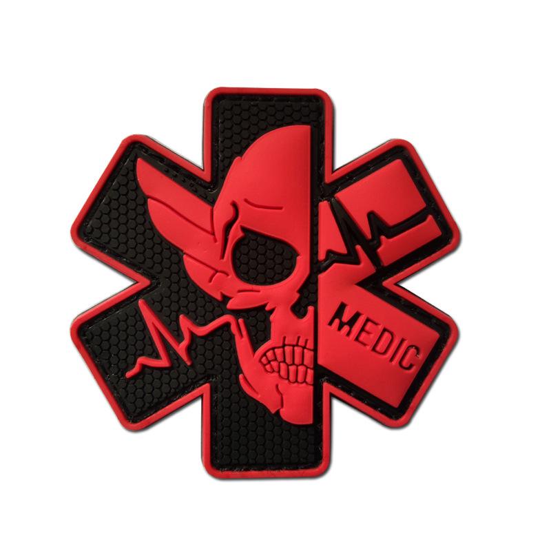 3D ПВХ Тактический моральный патч Череп медика с застежкой-липучкой