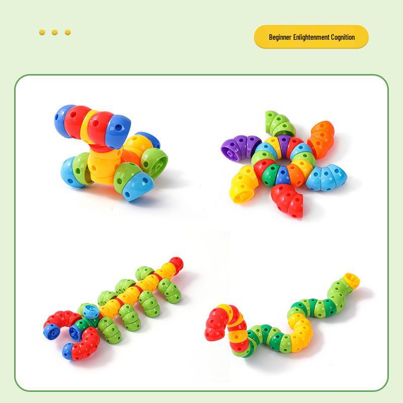 Large Particle Twisty Caterpillar Building Blocks for Ages 3-6: Early Education Puzzle