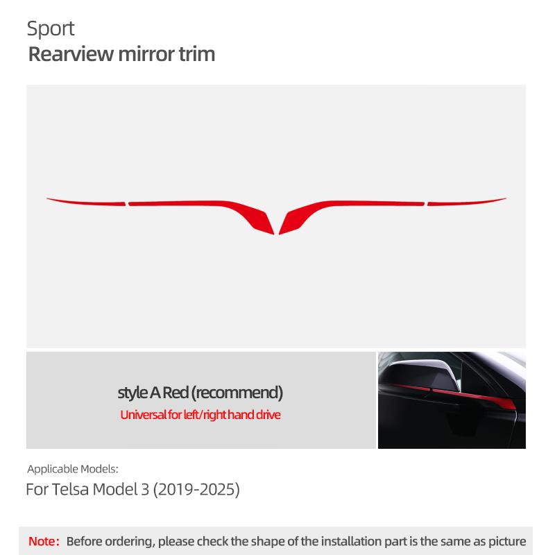 

For Tesla Model 3 Highland 2026 Model Y Juniper Car Rearview Mirrors Trim Strip Color Change Film Decoration Sticker Accessories