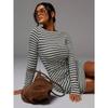Fall Winter Women's Crew Neck Striped Bodycon Dress, Slim Waist Skinny Mini Dress, Y2K Sexy Streetwear For Crossborder