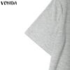 VONDA Women Round Neck Short Sleeve Irregular Ruffled Patchwork Casual Dress
