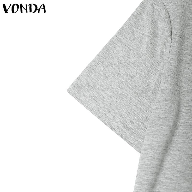 VONDA Women Round Neck Short Sleeve Irregular Ruffled Patchwork Casual Dress