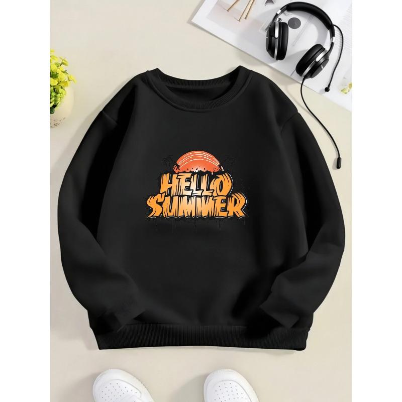 Kids Sweatshirt - Casual Winter Warm Sweatshirt with Football & Print, Christmas & Halloween Outfits, Easy-Care Round Neck Pullover for Casual Attire