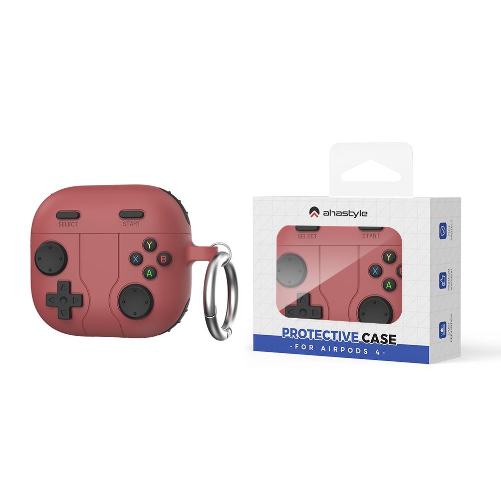 

AHASTYLE WG166 For AirPods 4 Protective Case Game Console Design Silicone Earphone Cover with Carabiner F