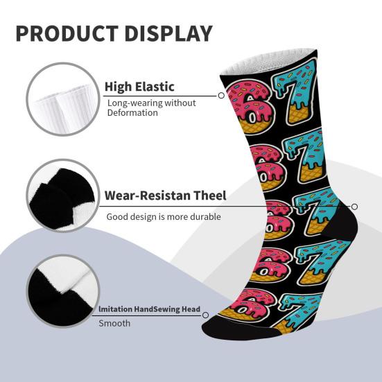 Mason 67 Baseball Socks Funny Cream Drips Six Seven Socks Stretchy Colorful Socks Birthday Xmas Gift for Women Friends